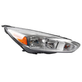 Halogen Headlight Assembly Compatible With Ford Focus 3rd Gen 2015-2018 w/o LED DRL Right Passenger Side Chrome Headlamp Replaces# F1EZ13008GS